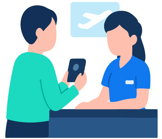 空港カウンター受取の流れ